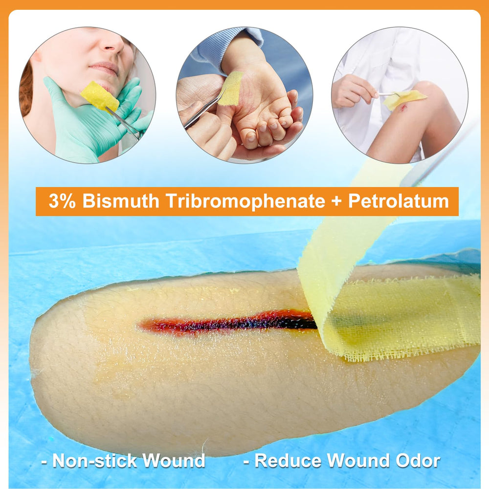 CARBOU 50-pack Xeroform gauze dressing for versatile wound sites.