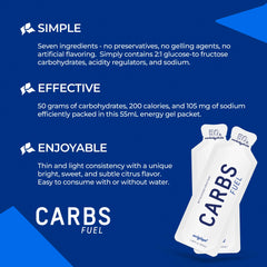 Carbs Fuel Original 50g gel ready for use during a workout session.