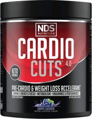 Cardio Cuts bottle front view highlights a sleek pre-workout for energy