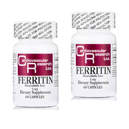 Cardiovascular Research ferritin iron supplement bottle front view for daily iron support