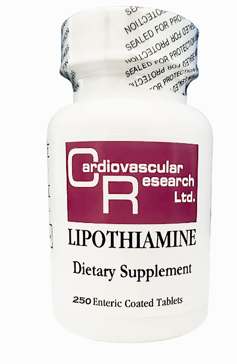 Cardiovascular Research Lipothiamine B bottle front with a fresh seal for freshness.