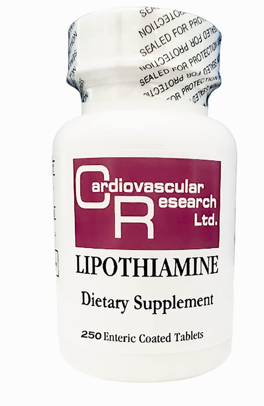 Cardiovascular Research Lipothiamine B bottle front with a fresh seal for freshness.