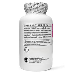 Cardiovascular Research magnesium taurate bottle back showing 125 mg elemental magnesium dosage.