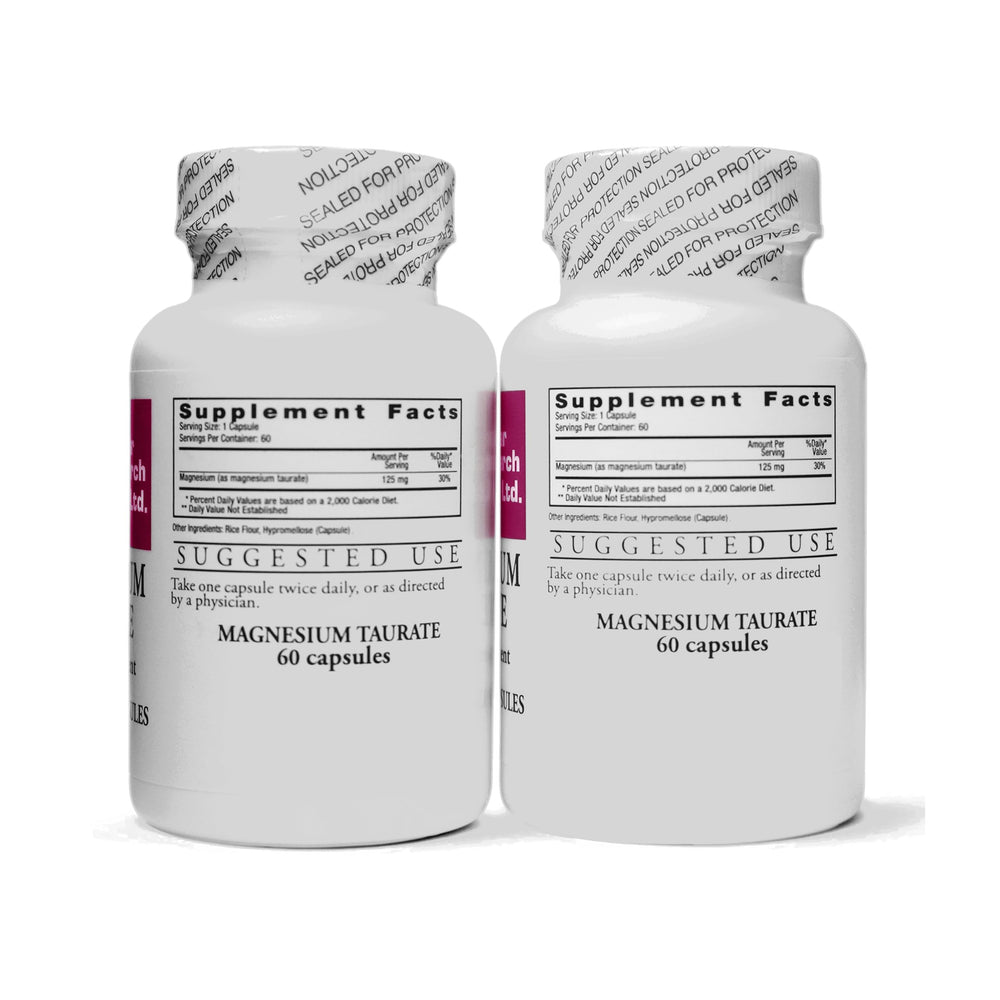 Cardiovascular Research Magnesium Taurate capsules close-up emphasizing bioavailability for daily use