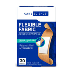 Care Science adhesive bandage close-up showing four-sided seal against dirt