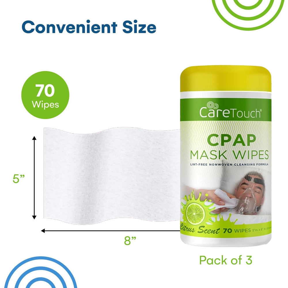 Care Touch CPAP Wipes No Soaking feature simplifies daily mask cleaning