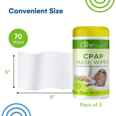 Care Touch CPAP Wipes No Soaking feature simplifies daily mask cleaning
