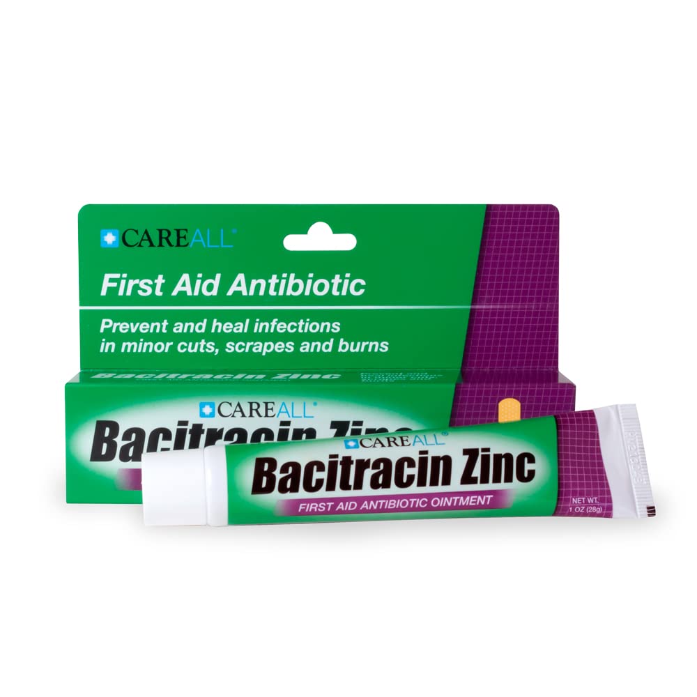 CareAll Bacitracin Zinc Ointment side packaging highlights ingredients.