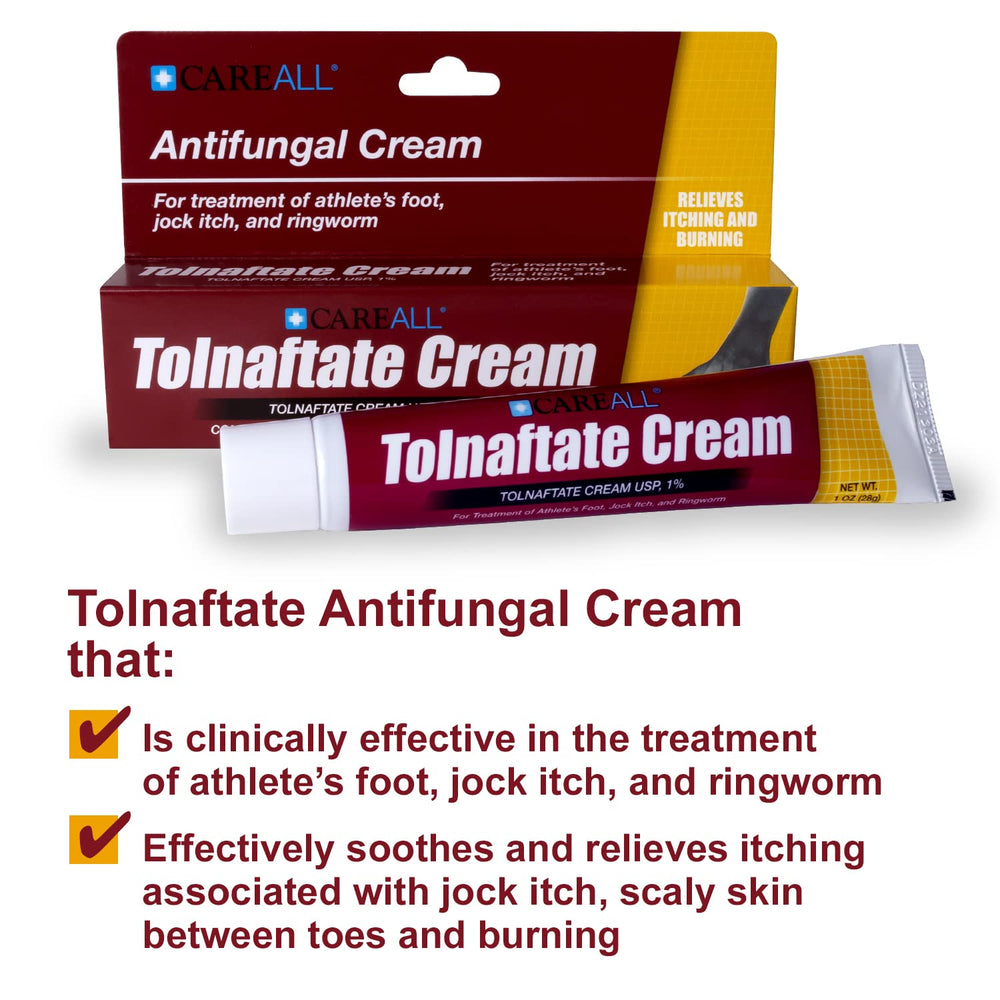 CareAll Tolnaftate Cream seal is visible, signaling safety and freshness.