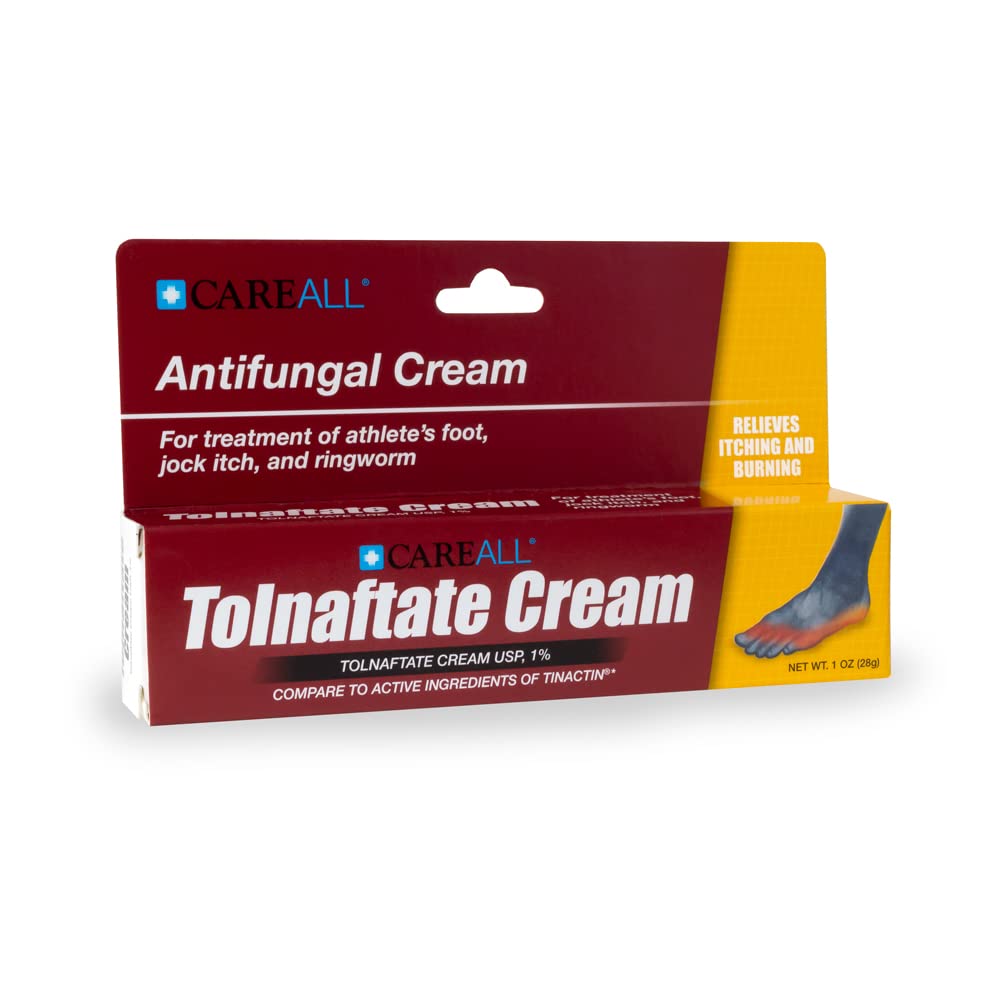CareAll Tolnaftate Cream tube with easy-dispense cap for smooth application.