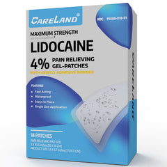 CARELAND lidocaine patch with adhesive border stays securely in place overnight