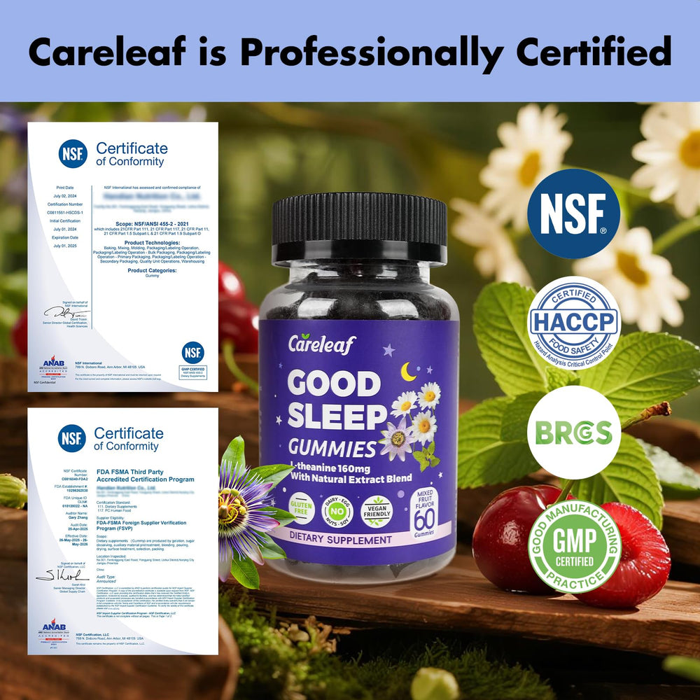 careleaf Sleep Gummies sealed foil pack in packaging