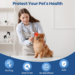 CAREMORR portable red-light device used on a pet for comfort support.
