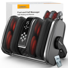 CARESKY foot massager with heat front view showing soothing heat and deep kneading