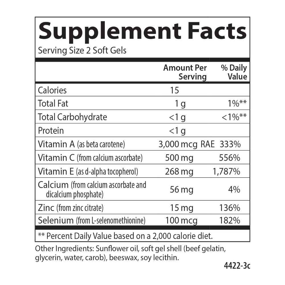 Carlson ACES + Zn immune-support visual showcases antioxidant blend.