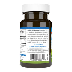 Carlson Alpha Lipoic Acid bottle front label shows potency and quality.