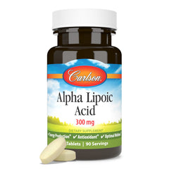 Carlson Alpha Lipoic Acid packaging box with product details.
