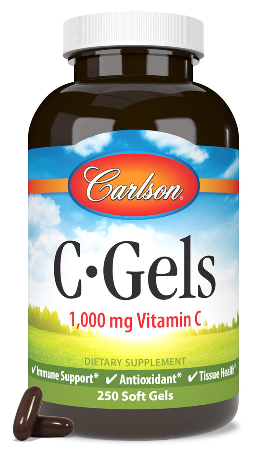 Carlson C-Gels bottle with 1000 mg softgels for daily immune support