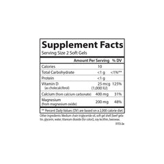 Carlson calcium-magnesium gels softgels poured for easy daily use.