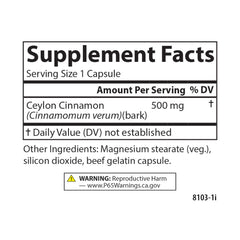 Carlson Ceylon Cinnamon label notes True cinnamon from Cinnamomum verum.