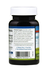 Carlson copper tablets on a bottle, highlighting easy daily use and absorption.