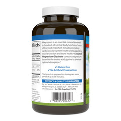 Carlson Chelated Magnesium 200 mg tablets on a desk for daily nerve and muscle support.