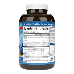 Close-up of Carlson Cod Liver Oil Gems softgels highlighting easy swallow capsules