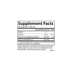 Carlson Co-Q10 ingredients panel highlighting natural all-trans CoQ10