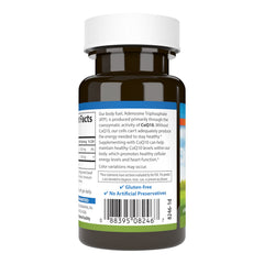 Carlson CoQ10 label detail showcasing all-trans CoQ10 potency.