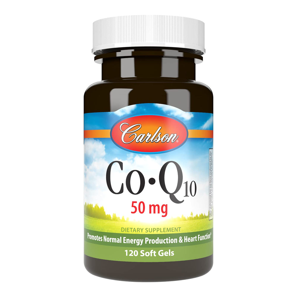 Carlson Co-Q10 softgels bottle front view for daily energy support