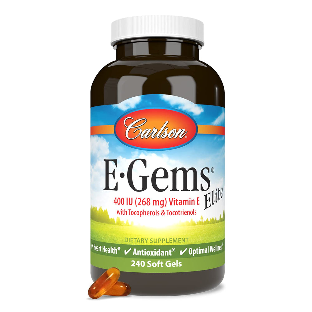 Carlson E-Gems Elite bottle pour demonstrates convenient daily supplementation routine