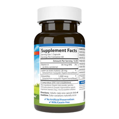 Carlson Lutein & Greens capsules closeup highlights lutein and zeaxanthin.