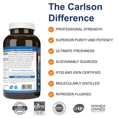 Carlson Norwegian Salmon Oil softgels ready to take with meals for heart and brain health