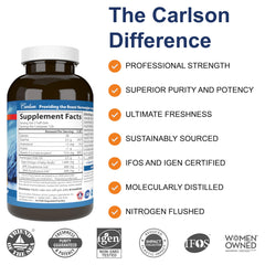 Carlson Omega-3 Gems lemon softgels close-up with smooth capsules