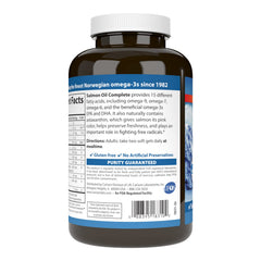 Carlson Salmon Oil Complete label highlights 700 mg omega-3 per serving.