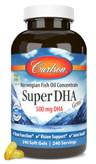Carlson Super DHA Gems pack shot showing easy daily softgels for omega-3 intake