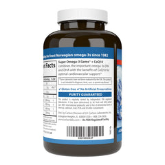 Carlson Wild-caught omega-3 fish oil bottle on shelf emphasizing sustainability