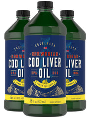 Carlyle Cod Liver Oil Liquid bottle with lemon flavor for daily EPA and DHA intake