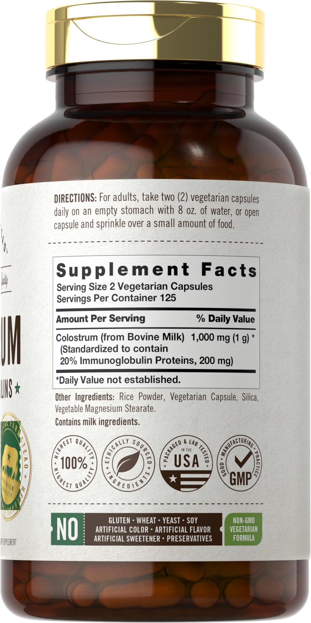 Carlyle Colostrum Capsules pour demonstrates easy dosage in daily routine.