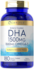 Carlyle DHA 1500mg bottle with softgels designed for easy daily use.