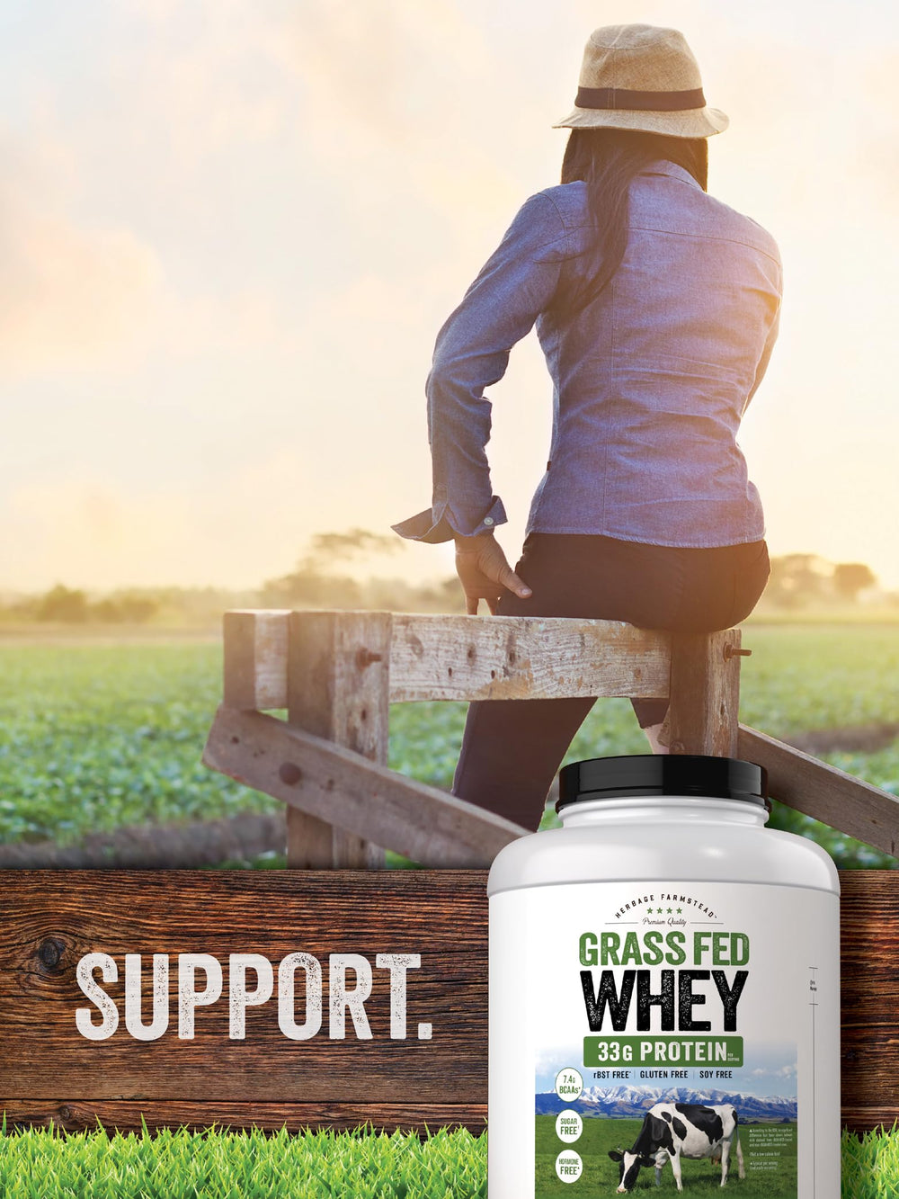 Carlyle grass-fed whey powder label emphasizing non-GMO and gluten-free claims
