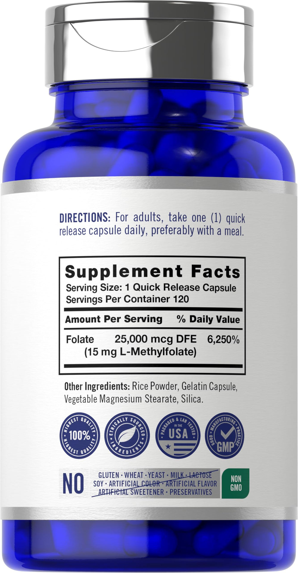 Carlyle L-Methylfolate capsules closeup showcasing potency for daily routines.