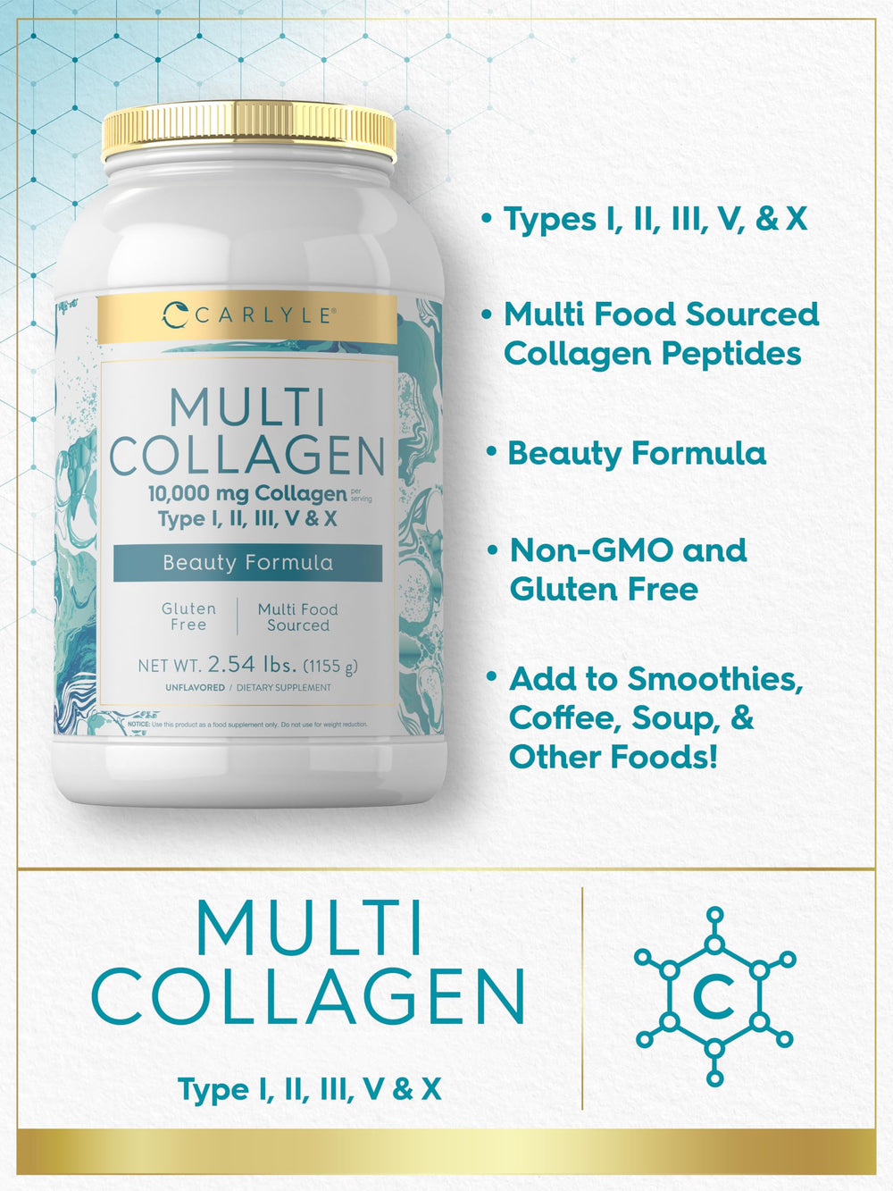 Carlyle powder mix in smoothie for a versatile wellness routine.