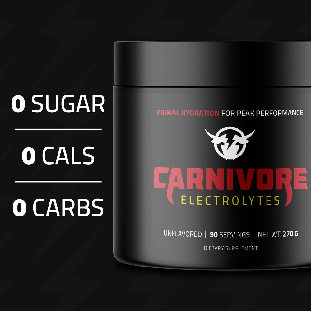 Carnivore Electrolytes bottle back label with USA-made trust and clean sourcing.