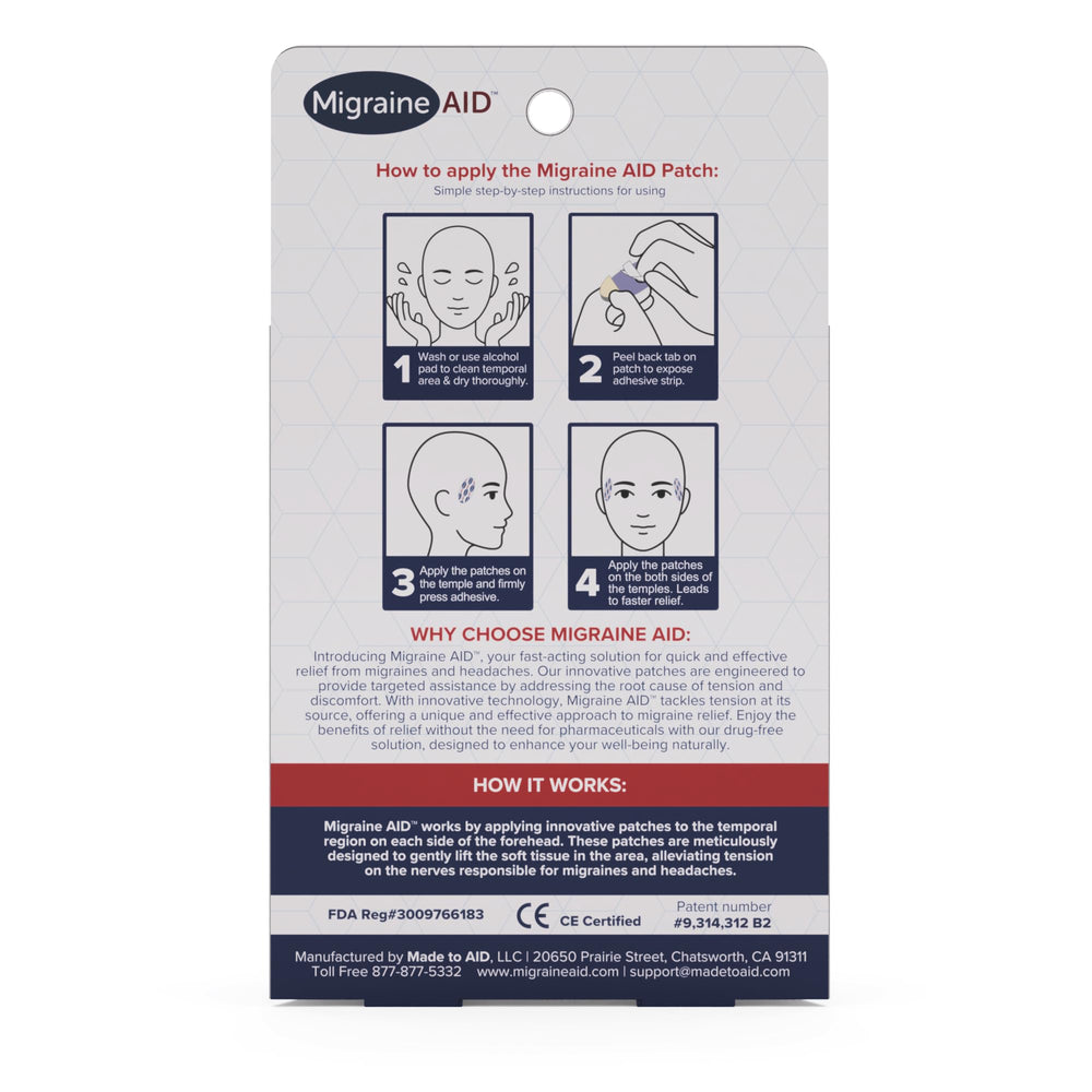 CarpalAid Migraine AID patch staying discreet under clothing