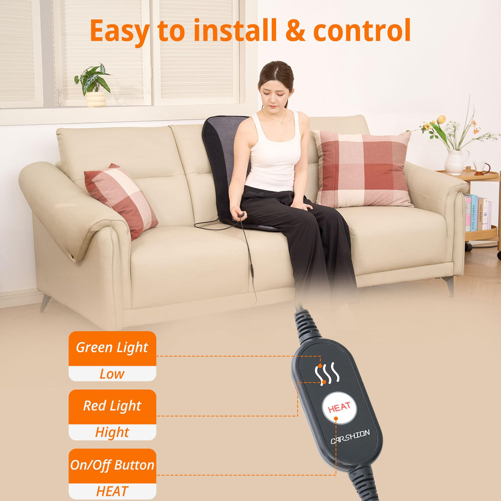 CARSHION heated seat cover control panel with Low/High settings.