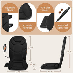 CARSHION Massage Seat Cushion fits most chairs with adjustable straps and adapters.