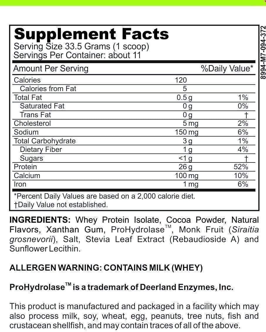 Casa de Sante Advanced Whey Protein Isolate Chocolate powder closeup highlights rich cocoa flavor