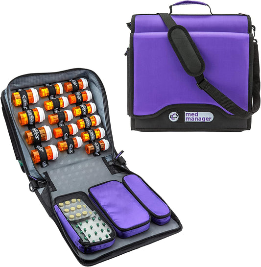CASE-IT MED MANAGER binder with 15 bottle loops for organized medications