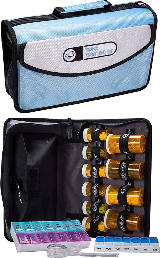 CASE-IT MED MANAGER compact medicine organizer keeps meds neatly in one place